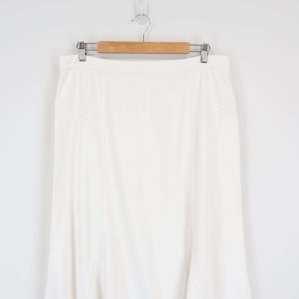 Madewell Fluted Distressed Hem Denim Midi Skirt Tile White Size 32 NWT - Picture 3 of 8